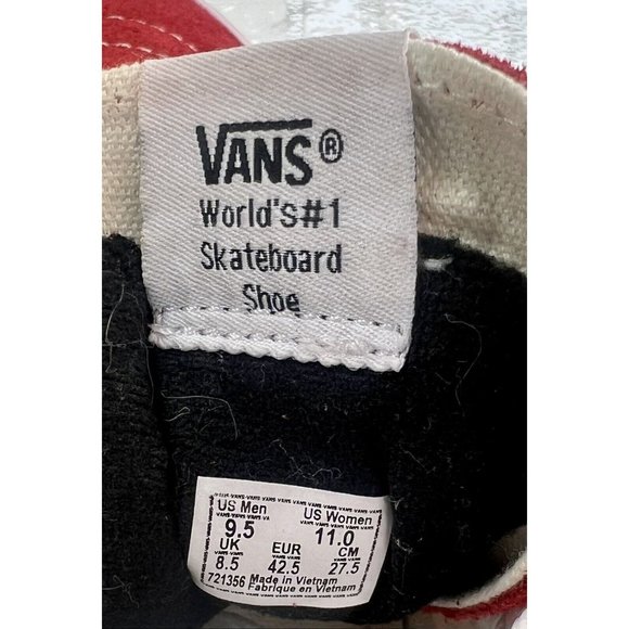 VANS SK8-HI Top Suede Skate Athletic Shoes Racing Red / True White Men's Size 9. - Picture 6 of 9